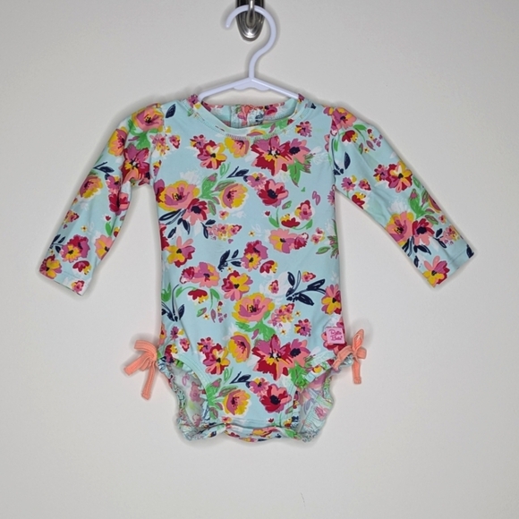 Ruffle Butts Floral Onepiece Rashguard Zipper Bathingsuit 6-12m - Picture 1 of 7